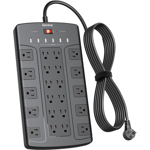 SUPERDANNY Power Strip Surge Protector Power Strip 22 Outlets 6 USB